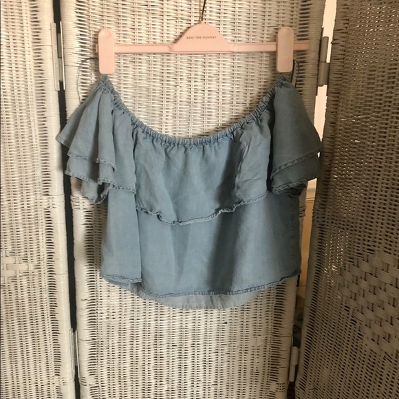 Denim off shoulder top - Picture 2 of 4
